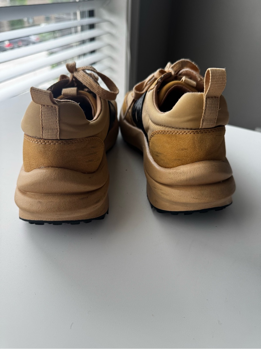 Tan Casual Lace-Up Sneakers with Black Accent - Picture 6 of 9